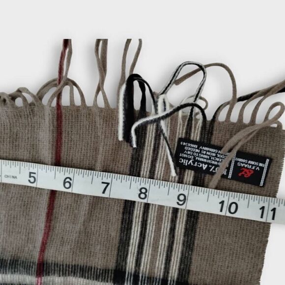V Fraas Scarf Tan Black Earthy 11x48 Soft - Picture 8 of 9